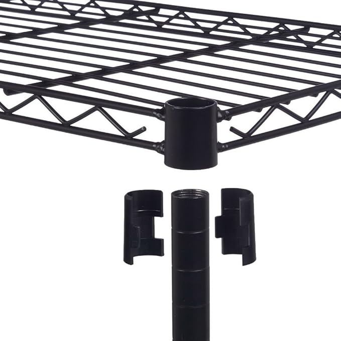 3 Tier Storage Racks Shelving, Heavy Steel Pantry Shelves, Adjustable Wire Shelving Rack with Wheels, Suitable for Garage, Kitchens, Offices, 46" W x 17.7" D x 41" H, Black