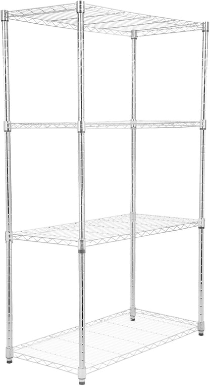 Whitmor 4 Tier Storage Shelves, Heavy Duty with Wheels, 400 lbs Capacity per Shelf, Max 1600 lbs Total, Adjustable Steel Organizer for Garage, Kitchen, Bathroom, 36" L x 18" W x 59" H, Chrome