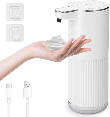 GuDoQi Automatic Touchless Foaming Soap Dispenser, 4-Level Adjustable Foam, USB Rechargeable Hand Soap Dispenser for Bathroom, Kitchen Countertops, 12.2oz/360mL, White