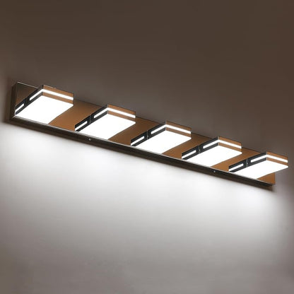 SineRise LED Modern Bathroom Vanity Light Fixtures (5-Light, 40-Inch), Chrome Modern Acrylic Bathroom Wall Lighting Fixtures Over Mirror (Cool White 6000K)