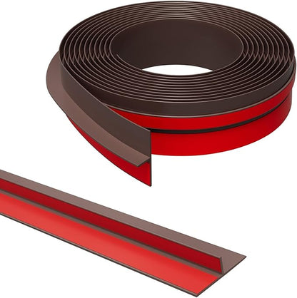 T-Shaped Door Draft Stopper, 1.97 in x 20 Ft Silicone Seal Strip for Windows Gaps, Weather Stripping Seal Strip Shower Sweep, Brown