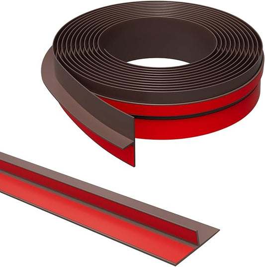 T-Shaped Door Draft Stopper, 1.97 in x 20 Ft Silicone Seal Strip for Windows Gaps, Weather Stripping Seal Strip Shower Sweep, Brown