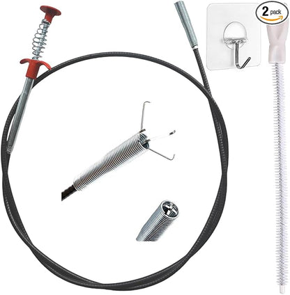 62.5inch Drain Snake Hair Clog Remover - Multi-Functional Drain Auger, Hair Catcher & Cleaning Brush for Kitchen, Bathroom, Sewer, Bathtub, Sunroof, and Dryer Vent