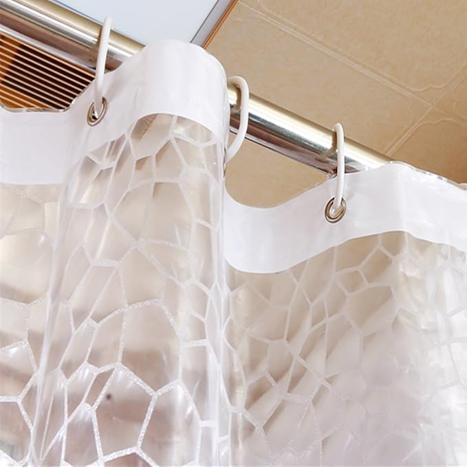AooHome 3D Water Cube Shower Curtain Liner, Clear Eva Shower Curtain with Bottom Magnets, Heavy Duty, 72x78 Inch, Semi Transparent