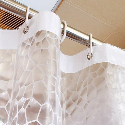 AooHome Extra Long Shower Curtains 96 inches, Clear Eva Shower Curtain Liner 3D Water Cube with Bottom Magnets, Heavy Duty, 72x96 Inch, Semi Transparent