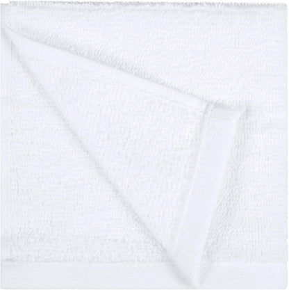 Amazon Basics Fast Drying Cotton Washcloths for Bathroom, Machine Washable, Soft and Highly Absorbent, 12 x 12 in, White, 24-Pack