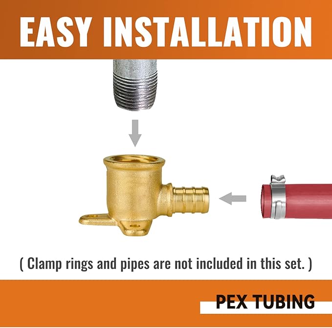 SUNGATOR 4-Pack Pex Drop Ear Elbow 1/2", No Lead Brass Fittings, UPC Certified, ASTM F1807