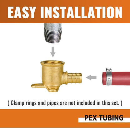 SUNGATOR 8-Pack Pex Drop Ear Elbow 1/2", No Lead Brass Fittings, UPC Certified, ASTM F1807