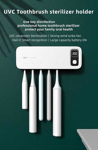 Toothbrush Cleaning Holder, Self Adhesive Toothbrush Cleaner, Timer Function, Toothbrush Sanitizer Bathroom Accessories