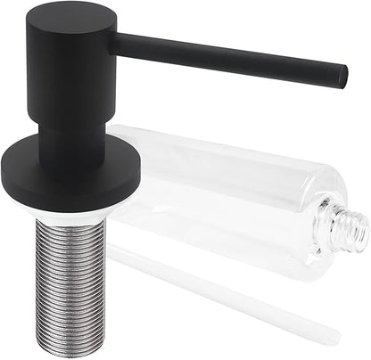 Deck Mounted Brass Kitchen Sink Soap Dispenser or Lotion Dispenser with 17OZ Above The Sink Refillable Bottle(Matte Black)