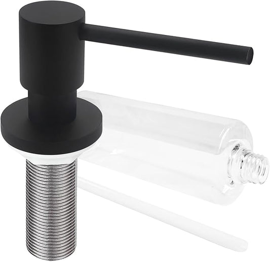 Deck Mounted Brass Kitchen Sink Soap Dispenser or Lotion Dispenser with 17OZ Above The Sink Refillable Bottle(Matte Black)