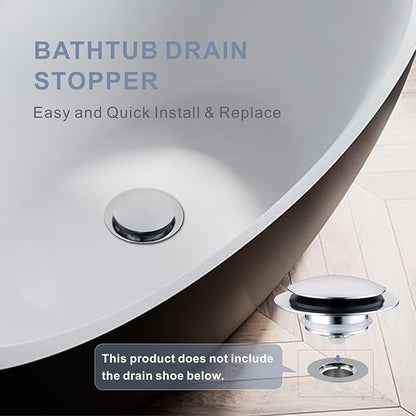 Chrome Plated Universal Tub Dain Stopper, Hidrop Pop Up Bath Drain Tip Toe Bathtub Drain Stopper,Conversion Kit Assembly, Replaces Lift and Turn, Tip-Toe and Trip Lever drains for Tub, EZ Install