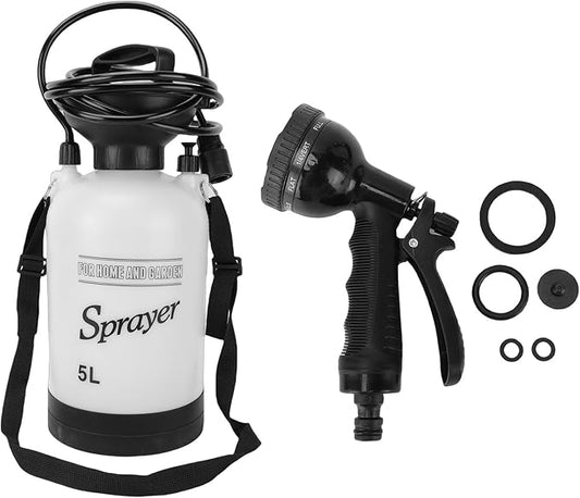 Portable Camping Shower, 5l Auto Manual Pressure Shower Pump with 360 Rotating Nozzle, Flow Adjustment Knob & Anti Slip Handle, Versatile Use for Hiking, Travel, Pet Bath
