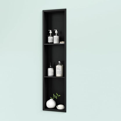 Neodrain 8X36 Inch Matte Black Three Layers Shower Niche, Stainless Steel NO Tile Needed Recessed Shelf for Bathroom Storage, 3-Tier Recessed Built-in Wall Niche