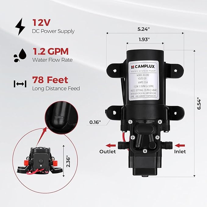 CAMPLUX ENJOY OUTDOOR LIFE 1.32 GPM Outdoor Portable Propane Tankless Water Heater with 1.2 GPM Water Pump Kits, Gray