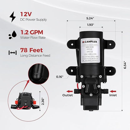 CAMPLUX ENJOY OUTDOOR LIFE 1.32 GPM Outdoor Portable Propane Tankless Water Heater with 1.2 GPM Water Pump Kits, Gray