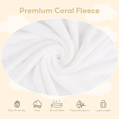 Hooded Towel for Newborn, 4 Pack Soft Coral Fleece Baby Towels, Ultra Absorbent Bath Cloths Bulk for Infants, Toddlers, Newborn Essential- 30 x 30 inch - Multicolor
