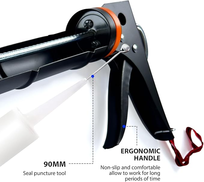 Caulk Gun Kit - Smooth Silicone Caulking Tools The Smarter Way to Seal & Repair! Professional Caulk Gun Set with Glide & Comfort Grip/Heavy-Duty Metal/Plastic for Flawless DIY