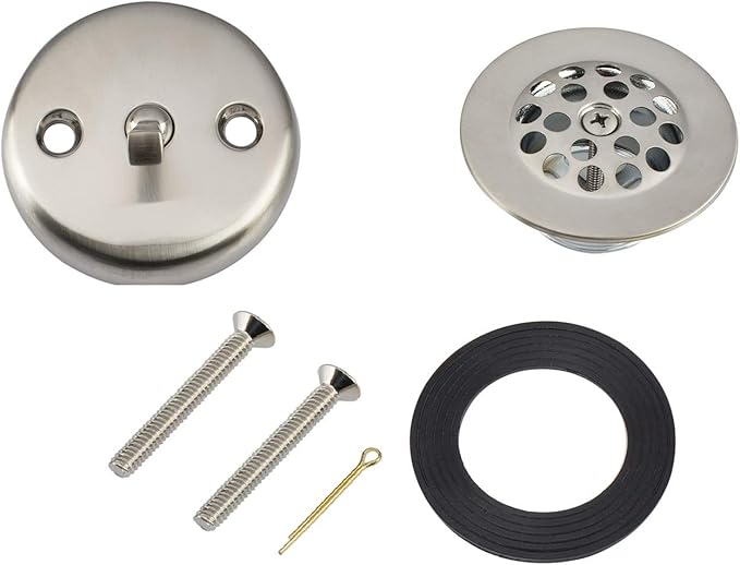 Artiwell Trip Lever Tub Trim Kit Set With Trip Lever Overflow Face Plate, Trip Lever Bathtub Drain with Strainer, Overflow and Matching Screws (BRUSHED NICKEL)