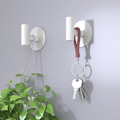 Heavy Duty White Towel Hooks, Stainless Steel Adhesive Coat Hooks for Bags, Towels, Robes, Hats, Aprons – No Drill Bathroom, Kitchen, Hotel Wall Hooks (2 Pack)