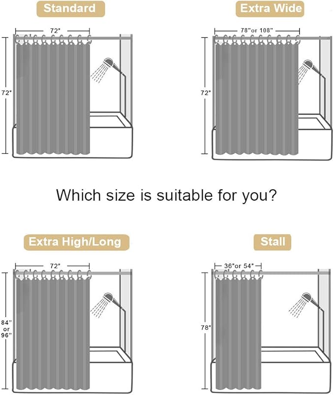 EurCross Clear Shower Curtain Liner 60 x 72, PVC-Free Waterproof PEVA Small Bathroom Shower Curtain Liner with 5 Magnets,10 Metal Holes