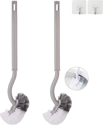 2 Pack Curved Toilet Bowl Brush Without Holder for Bathroom, Compact Toilet Brush Durable Under The Rim Household Deep Cleaning Brushes (Gray Toilet Brush Without Holder)