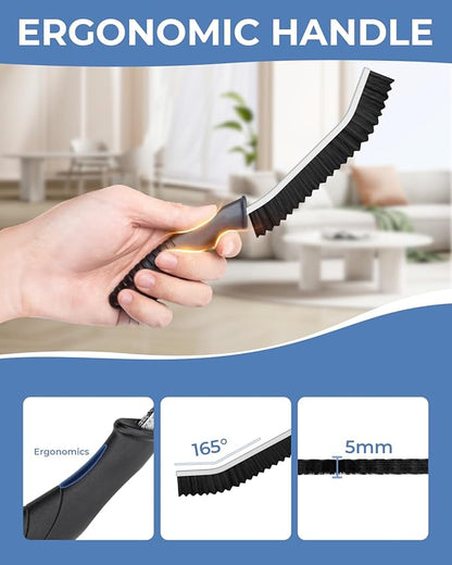 Crevice Cleaning Brushes, Cleaner Scrub Brush Tool for Hard to Reach Tight Space, Home Essentials, Serrated Scrub Brushes, Cleaning Supplies for Shower, Bathroom, Kitchen, Toilet (6, Black)