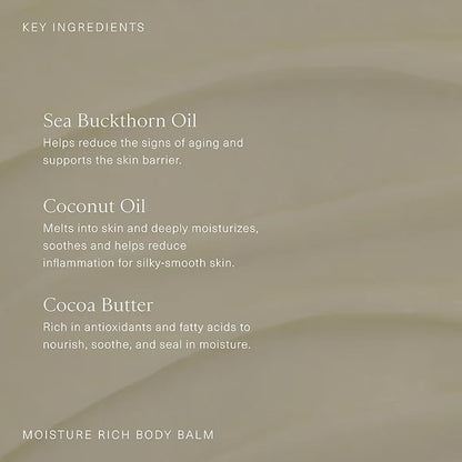 Oak Essentials Moisture Rich Body Balm | Ultra-Hydrating Body Cream with Sea Buckthorn Oil, Cocoa Butter & Coconut Oil, 5.3 Oz