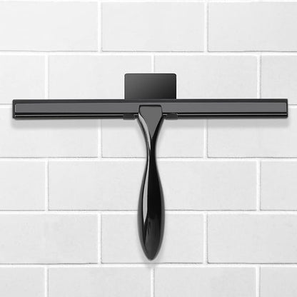 Simtive 10-Inch Shower Squeegee Set, Includes Shower Door Hook and Adhesive Hook, Squeegee for Shower Doors, Mirror and Window, Black