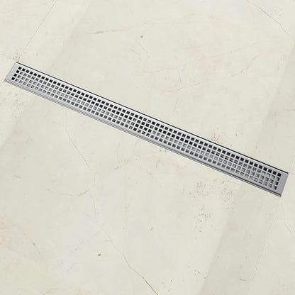 32 Inch Rectangular Shower Floor Drain, Brushed Nickel High Flow Shower Drain Kit with Flange with Hair Filter, Removable Grate Cover, 304 Stainless Steel, Abs Fixing Tray (Brushed)