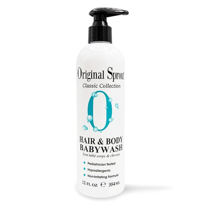Original Sprout Baby Shampoo and Body Wash, Hypoallergenic Formula with Organic Calendula & Rosemary for Sensitive Hair & Skin, 12 oz. Bottle