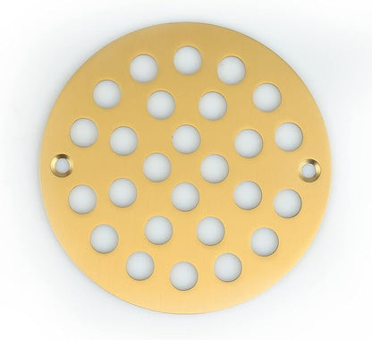 4 Inch Screw-in Round Shower Drain Cover Replacement Floor Drainer with Screws (Brushed Golden)