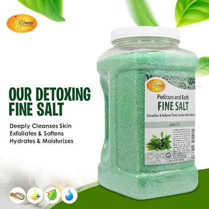 SPA REDI - Detox Foot Soak Pedicure and Bath Fine Salt, Green Tea, 128 Oz - Made with Dead Sea Salts, Argan Oil, Coconut Oil, and Essential Oil - Hydrates, Softens and Moisturizes