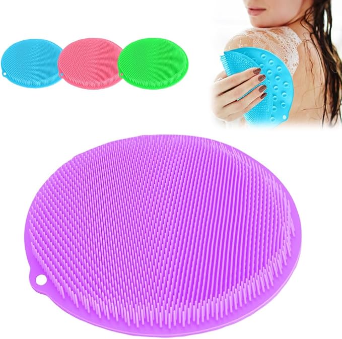 Silicone Shower Foot Scrubber Mat, 2025 Upgrade Shower Mat Slip Suction Cups Foot Scrubber for Men and Women (1 * Purple)
