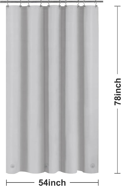 Barossa Design 54W x 78H Stall Shower Curtain Liner Silver Gray - Waterproof Lightweight PEVA Plastic Shower Liner with 3 Magnets & Metal Grommets - Gray Silver