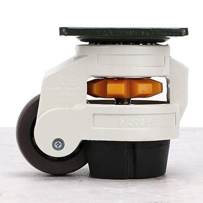 Skelang 4-Pcs Leveling Machine Casters with Nylon Wheel and Rubber Foot, Retractable Workbench Caster, Loading Capacity 2200 Lbs