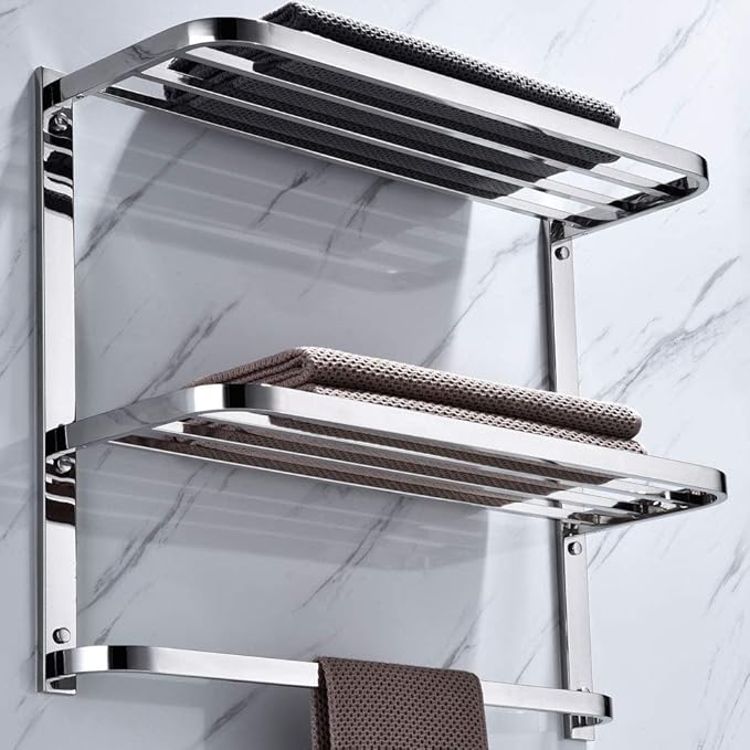 LUANT 3-Tier Bathroom Shelf with Towel Bars, Stainless Steel Wall Mounting Rack,29-1/4 Inch