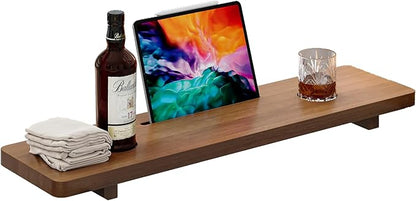 Premium 1.2IN Thickened African Solid Teak Bathtub Tray, 35” Waterproof Bath Caddy with Adjustable Legs, Bathtub Accessories, Fits Most Bath Tubs
