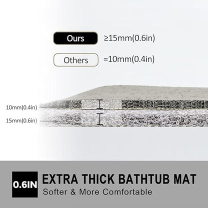Nonslip Bathtub Mat, Anti Slip Bath Mat 0.6" Extra Thick, Quick Dry Bath Tub Anti Slip Shower Mat, Loofah Non-Slip Bath Mat for Tub Bathroom Pool Kitchen Entryway Home Hotel(Light Gray 24x24)