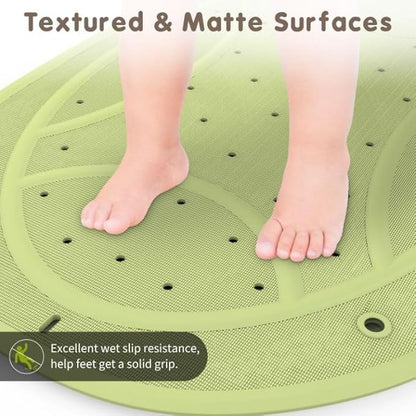 Bath Mat for Tub Non Slip Baby, 30"x18" Bathtub Mat Non Slip Kids, Shower Mat Natural Rubber no Odors, Textured Surface and Strong Suction Cups for Double Anti-Slip, Easy to Clean, Green