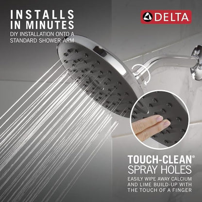 Delta PivotPro Chrome Rain Showerhead, Single Setting 7 Inch Round Shower Head, Showerheads, 1.75 GPM Flow Rate, Chrome 75103