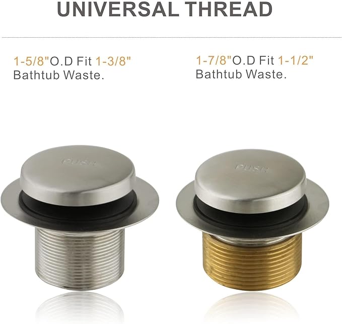 Tip Toe Bathtub Tub Drain Conversion Kit Assembly, Wellup Tub Drain Trim Kit with Two Hole Overflow Faceplate, Brushed Nickel