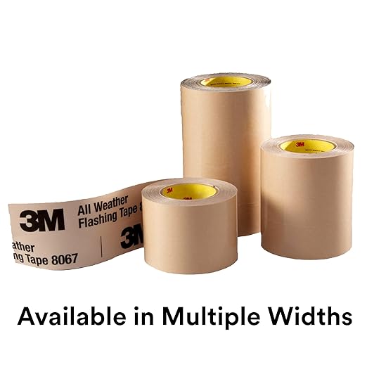 3M All Weather Flashing Tape 8067, 3 in x 75 ft, 1 Roll, Adhesive Backed Split Liner, Waterproof Flashing Seals Doors, Windows, Openings in Wood Frame Construction (Pack of 12)