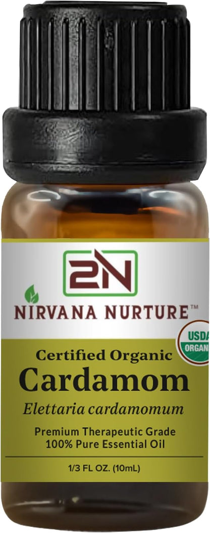 Cardamom Essential Oil USDA Certified Organic, 100% Pure Natural Premium Grade, Undiluted