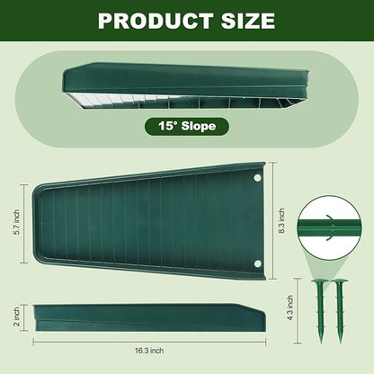Gutter Downspout Splash Block,16.3"Drain Gutter Guard Diverter,Gutter Downspout Extensions for Water Drainage, Fixable Down Spout Drain Trays,Drainage to Protect House Foundations (2PC Brown)