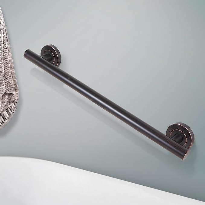 Lava Odoro Shower Grab Bar, Modern Stainless Steel Handicap Grab Bar for Bathtubs and Showers, Shower Safety Bar for Seniors Disabled, ADA-Compliant (Oil Rubbed Bronze, 12 Inch)
