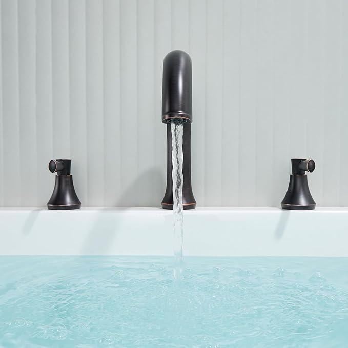 Roman Tub Faucet Deck Mount Tub Filler 2 Handles Oil Rubbed Bronze Bathtub Faucet Brass Bathroom Faucet