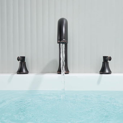 Roman Tub Faucet Deck Mount Tub Filler 2 Handles Oil Rubbed Bronze Bathtub Faucet Brass Bathroom Faucet