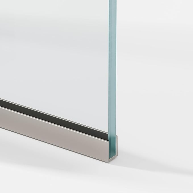 Royalty Fixed Shower Screen - 24" x 76" Frameless 3/8" Clear Tempered Glass Panel with Hardware - Easy Clean Smart Guard Coating - Minimalist Modern Design for Bathroom - Brushed Nickel
