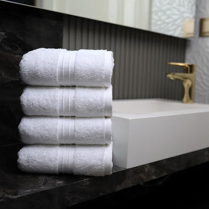 Hand Towels 4 Pack - Soft & Cozy, Large (16"x 28") Cute, Soft, Decorative - Versatile, Perfect as Hand Towels for Bathroom, Gym, Hotel, Spa Towels - White